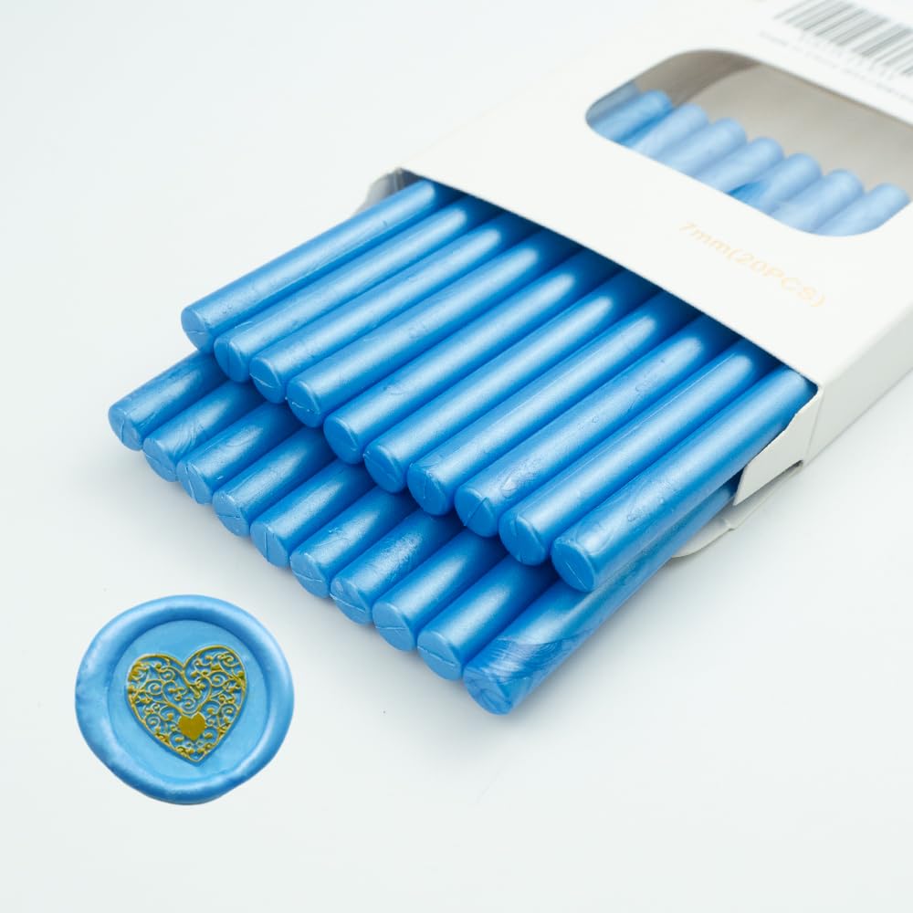 Wax Seal Stick, Ioggtser 20PCS Mini Glue Gun Wax Seal Stick for Wax Seal Stamp, Sealing Wax Sticks for Wedding Invitations, Cards, Envelopes (Sky Blue)