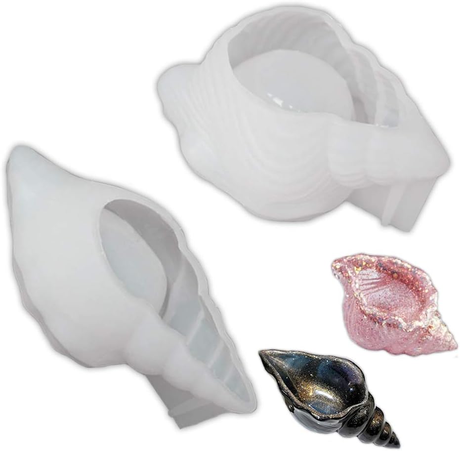 2PCS Silicone Conch Shaped Tray Mold Creative Sea Snail Epoxy Resin Casting Mold for Making Jewelry Tray Dishes Storage Home Decor Resin Crafts Art Supplies Ideal Gift