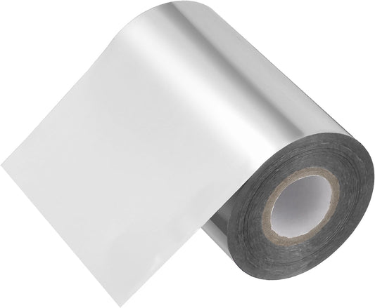 PATIKIL 4"x400Ft Hot Stamping Foil Paper, Heat Transfer Hot Stamping Paper Foil Roll for Leather DIY Logo Decor Craft Gift Package Scrapbook Card, Light Silver