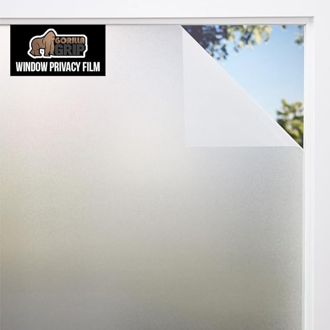 Gorilla Guard Window Privacy Film, Removable Two Way Sun Blocking, Reusable No Residue Stickers, Strong Static Clings to Glass Windows, Decorative Bathroom Door Coverings, 11.8 x 78.7 Inch, Frosted