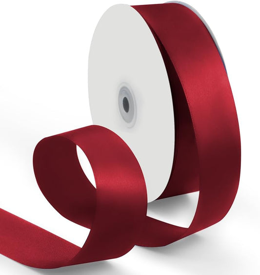 1-1/2 Inch 100 Yards Satin Ribbon Wine Red, Solid Color Fabric Ribbon for Gift Wrapping, Wedding, Polyester Gift Ribbon for Birthday Party Decoration, Craft, Hair, Floral, Sewing