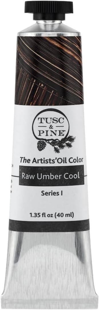 Tusc & Pine Artist Oil Paint - Raw Umber Cool, 40 ml, Non-Yellowing, Rich & Creamy Consistency, Maximum Pigment Load, Small Batch Milled Oil Paints Made in the USA for Professional Artists