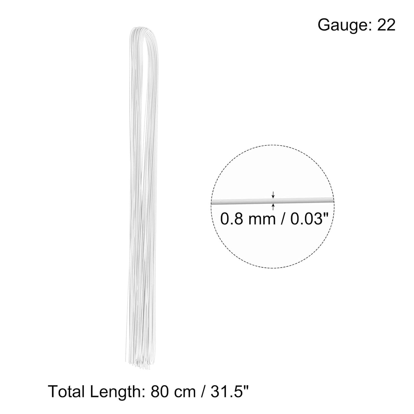 PATIKIL 32 Inch 22 Gauge Floral Stem Wire, 3 Pack/120 Pieces Bouquet Stem Paper Wrapped for DIY Crafts Flower Arrangements, White