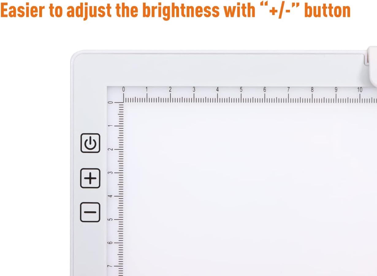 Rechargeable A4 LED Light Pad w/Built-in Riser Stands, 6 Levels of Brightness, Type-c Charging Port, Evenly Illuminated Light Box for Tracing, and Diamond Painting- (White)