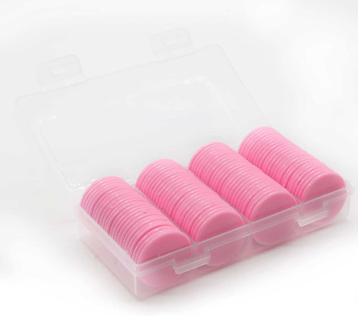 Set of 100 Opaque Plastic Learning Counters Mini Poker Chips Game Tokens with Storage Box (Pink, 1.58 Inch)