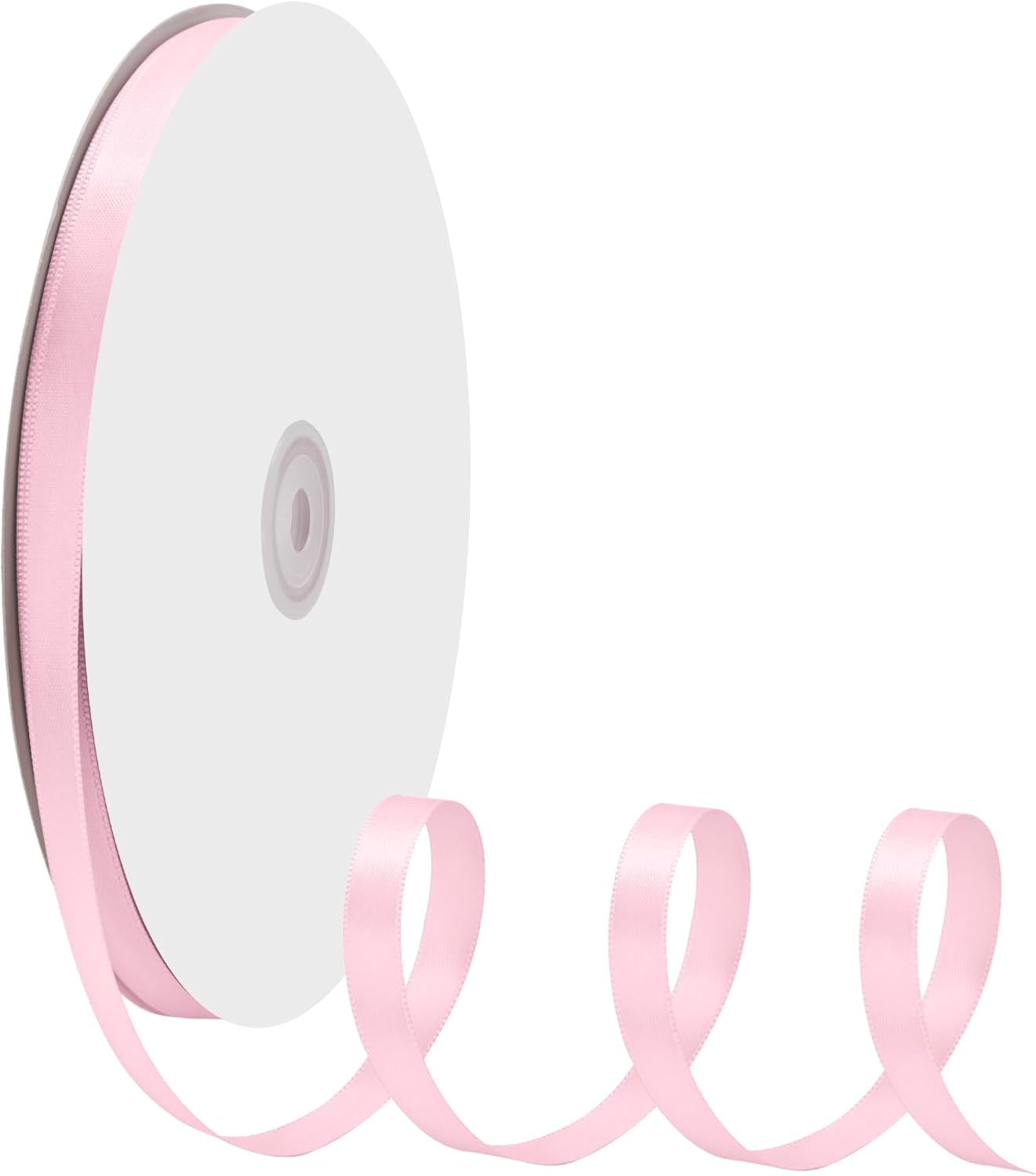 3/8" X 100 Yards Pearl Pink Satin Thin Ribbon Solid Color Double Faced Ribbons Perfect for Crafts Wedding Decor Bow Making Arts Sewing and More