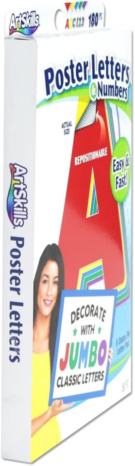 ArtSkills Poster Letters 4” Paper Letters for Poster Board Projects, Classroom Bulletin Boards, Sign Making Supplies,Classic Primary, 190 Pieces (Pack of 6)
