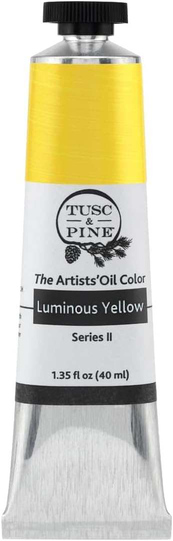 Tusc & Pine Artist Oil Paint - Luminous Yellow, 40 ml, Non-Yellowing, Rich & Creamy Consistency, Maximum Pigment Load, Small Batch Milled Oil Paints Made in the USA for Professional Artists