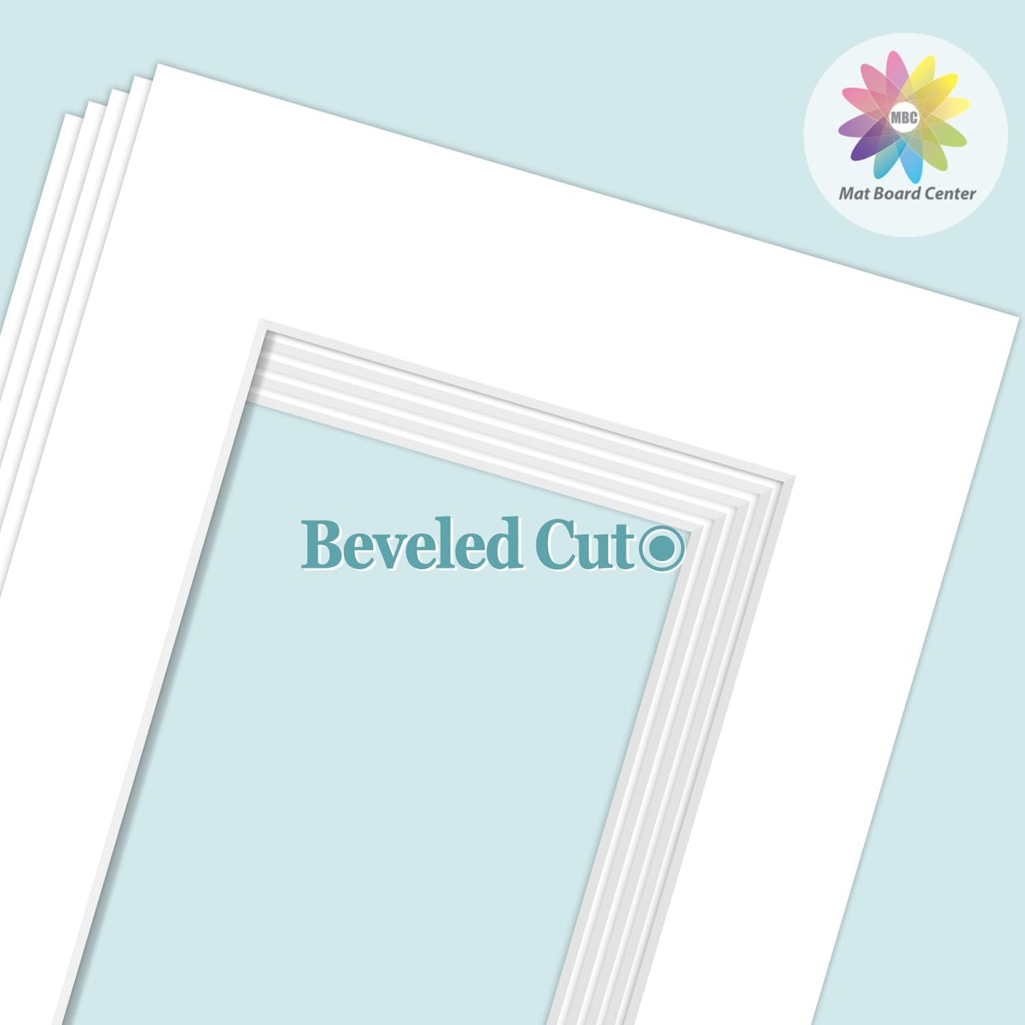 MBC Mat Board Center, 5 Pack 12x16 for 8.5x11 White Picture Mats Frame Mattes, Bevel Cut, Acid Free, 4-ply Thickness