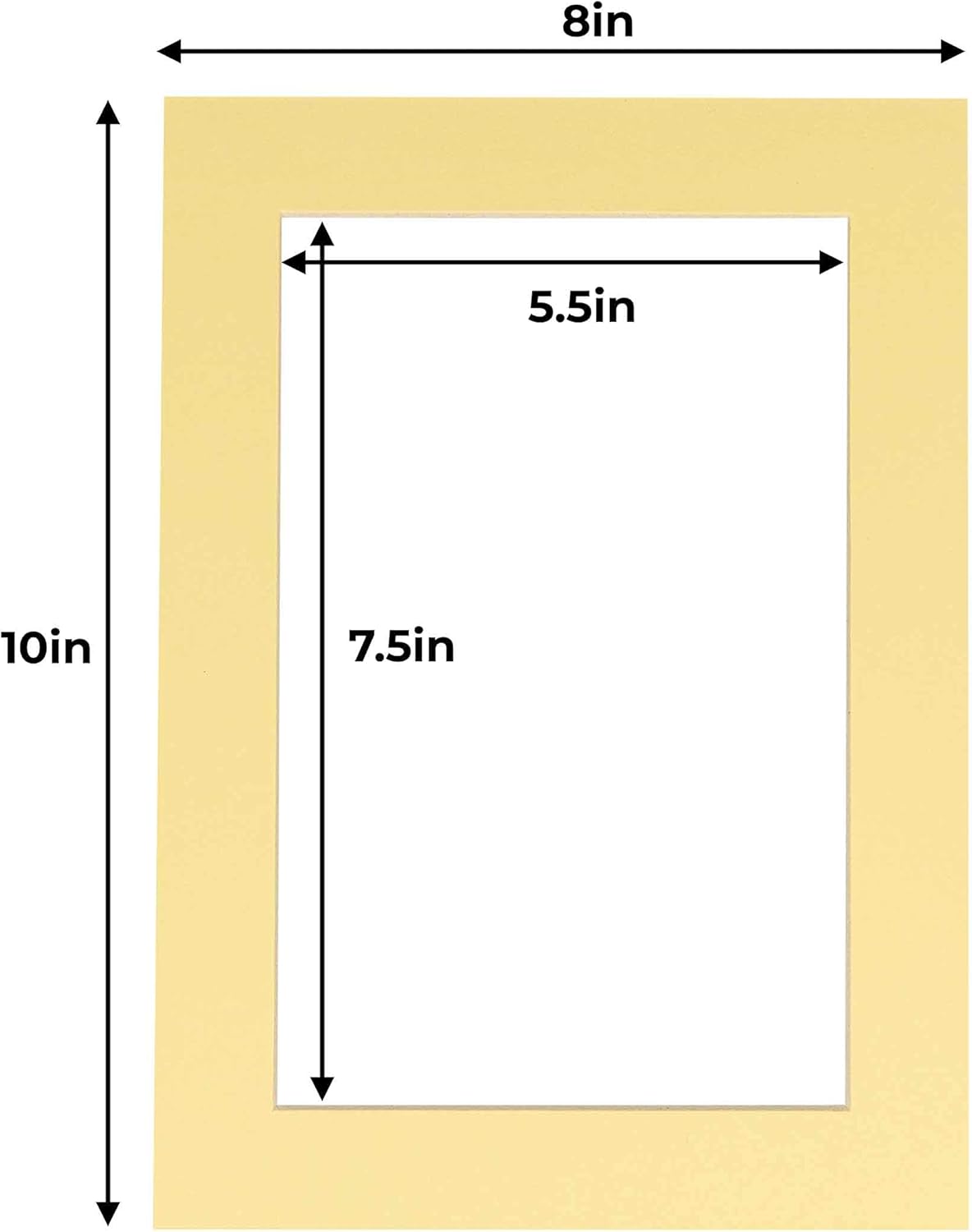 6x8 Mat for 8x10 Frame - Precut Mat Board Acid-Free Soft Yellow 6x8 Photo Matte Made to Fit a 8x10 Picture Frame, Premium Matboard for Family Photos, Show Kits, Art, Picture Framing, Pack of 10 Mats