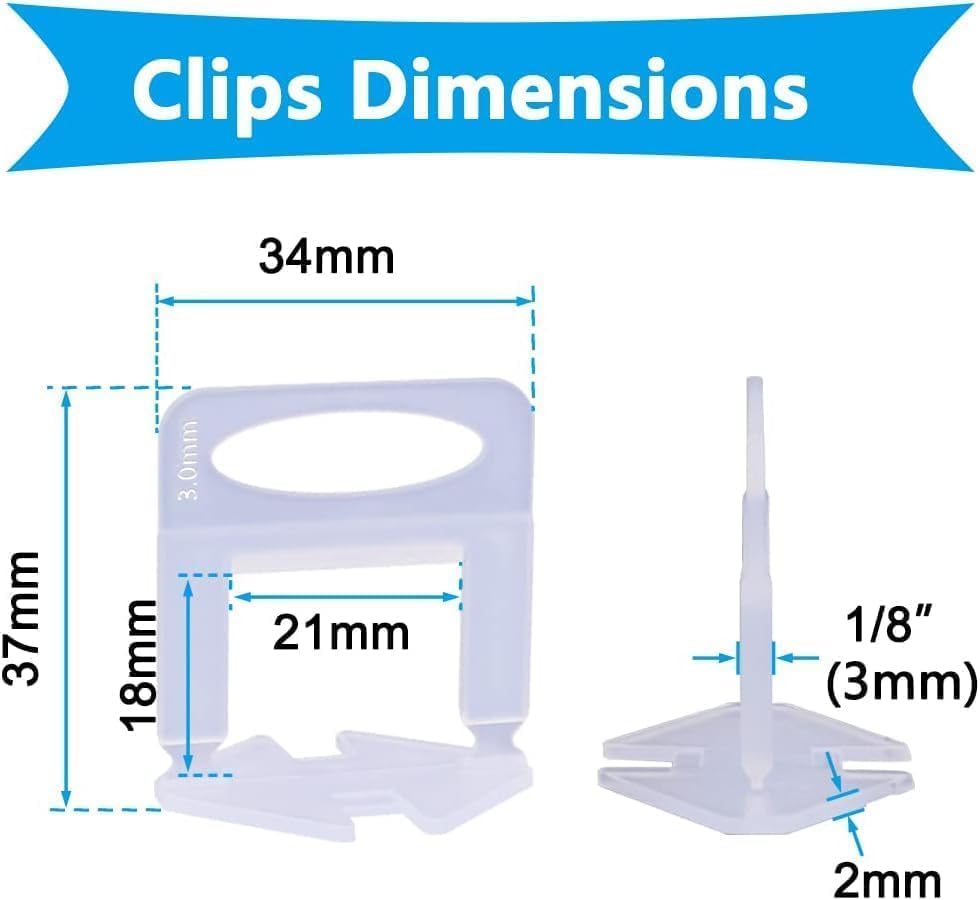 4000 PCS Tile Leveling System Clips 1/8''(3mm) Tiles Leveler Spacers Tool for Professional Ceramic Tile and Stone Installation