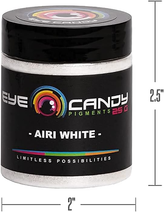 Eye Candy Pigments Premium White Mica Powder - Airi White (25gr) - for Epoxy, Resin, Soap, Paint, Woodworking, Acrylic Pouring, Bath Bombs, Fishing Lures - DIY Arts and Crafts Additive