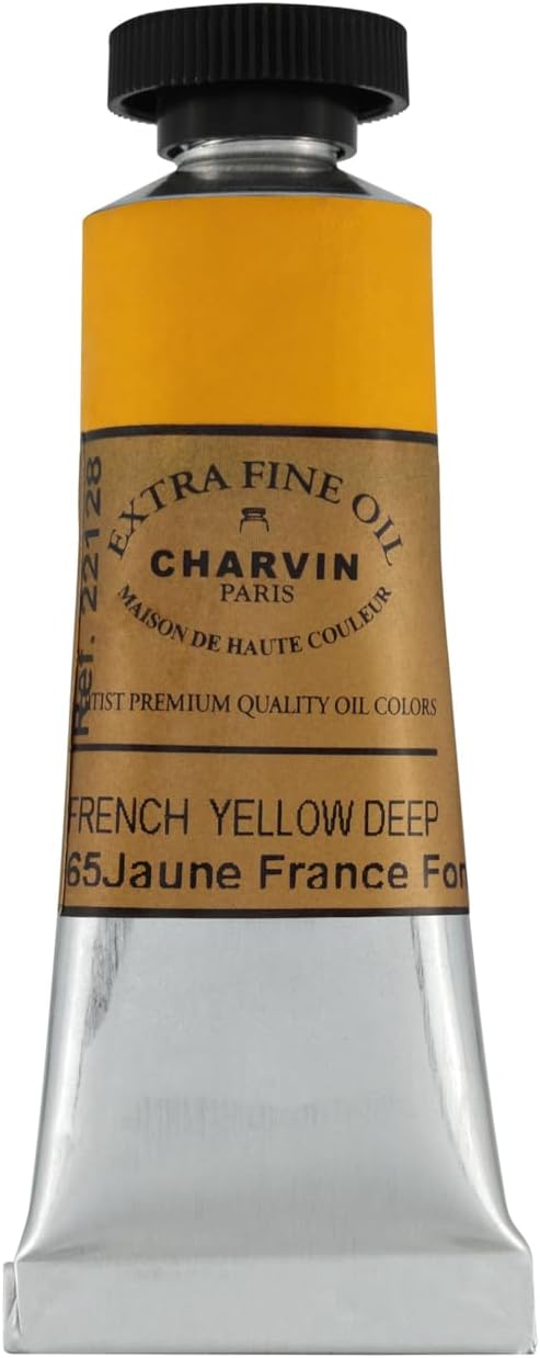 Charvin Extra Fine Oil Paint, French Yellow Deep 20 mL - Triple-Milled, Rich Texture, Poppy Oil-Based, Light-Fast, Handmade, Archival Quality