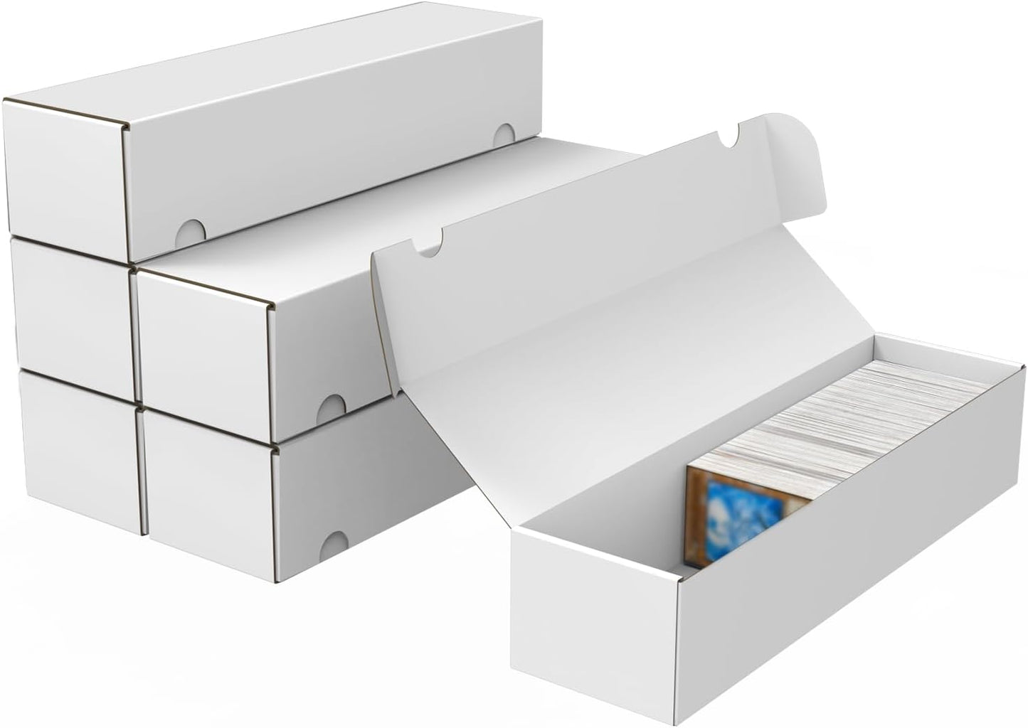 Trading Card Storage Box, 6-Pack 1100 Count White Corrugated Cardboard Bulk Sports Storage Box for TCG/Magic/Mtg Basketball Cards, Collectible Trading Cards