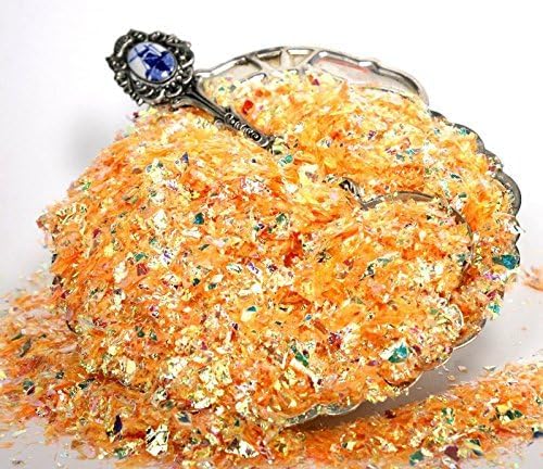 Golden Orange Iridescent Ice Flakes Glitter Flakes for Nail Art - Lightweight Holographic Polyester - 311-4373 - 1/2 oz (14 grams)