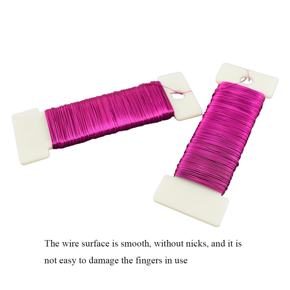 HAHIYO 26Gauge Rose Red Metal Floral Wire - 1 Roll, 38 Yards (115 Feet) - Flexible Paddle Wire for Craft, Christmas Wreath, Flower Arrangement, Bouquet Wrapping, Wedding, DIY