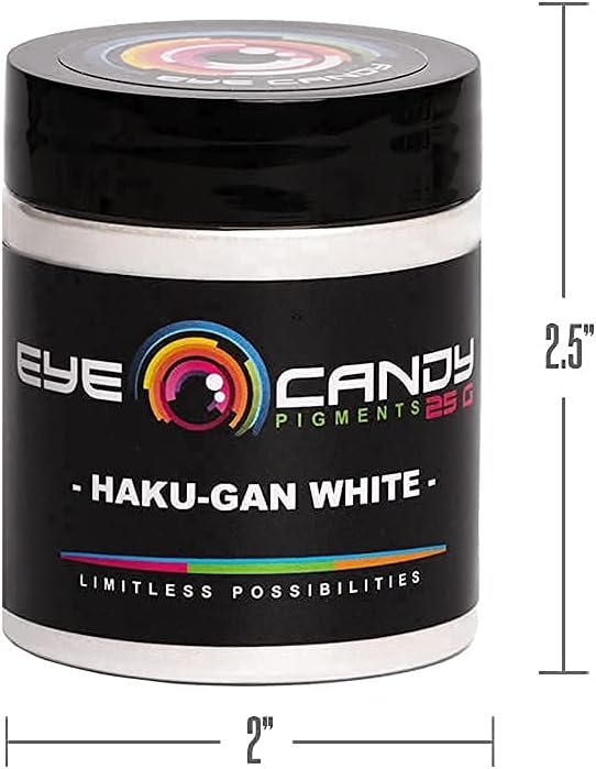 Eye Candy Pigments Premium White Mica Powder - Haku-Gan White (25gr) - for Epoxy, Resin, Soap, Paint, Woodworking, Acrylic Pouring, Bath Bombs, Fishing Lures - DIY Arts and Crafts Additive