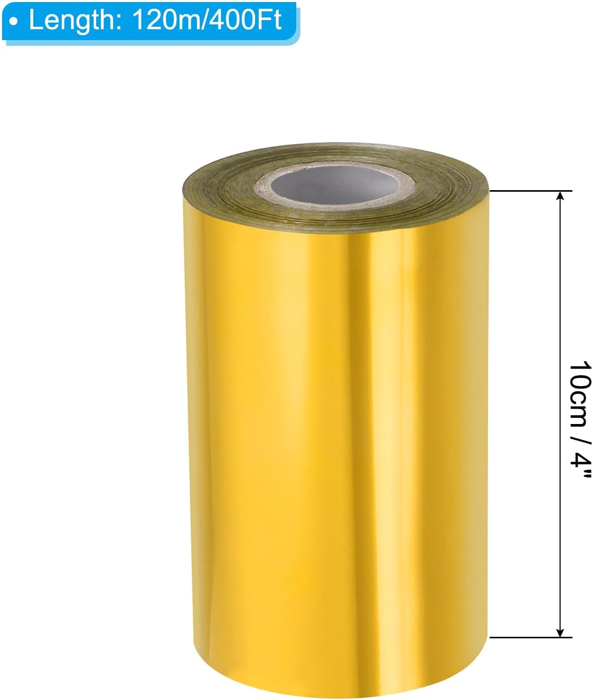 PATIKIL 4"x400Ft Hot Stamping Foil Paper, Heat Transfer Hot Stamping Paper Foil Roll for Leather DIY Logo Decor Craft Gift Package Scrapbook Card, Gold Tone