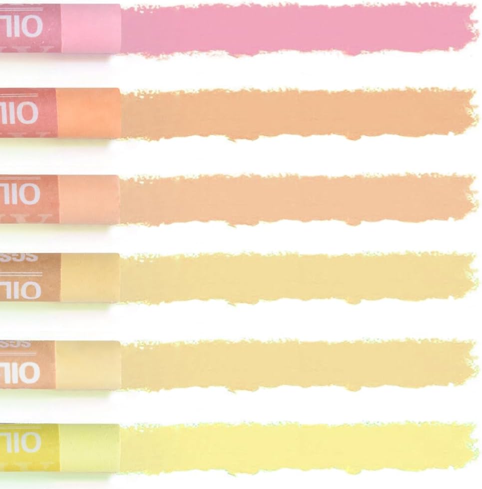 Mifuner Soft Oil Pastels Set (6 Sticks,6 Colors),Colors Heavy Oil Pastels Vibrant and Creamy,Art Supplies for Artists,Gallery Oil Painting Stick,Beginners,Adult Drawing Skin