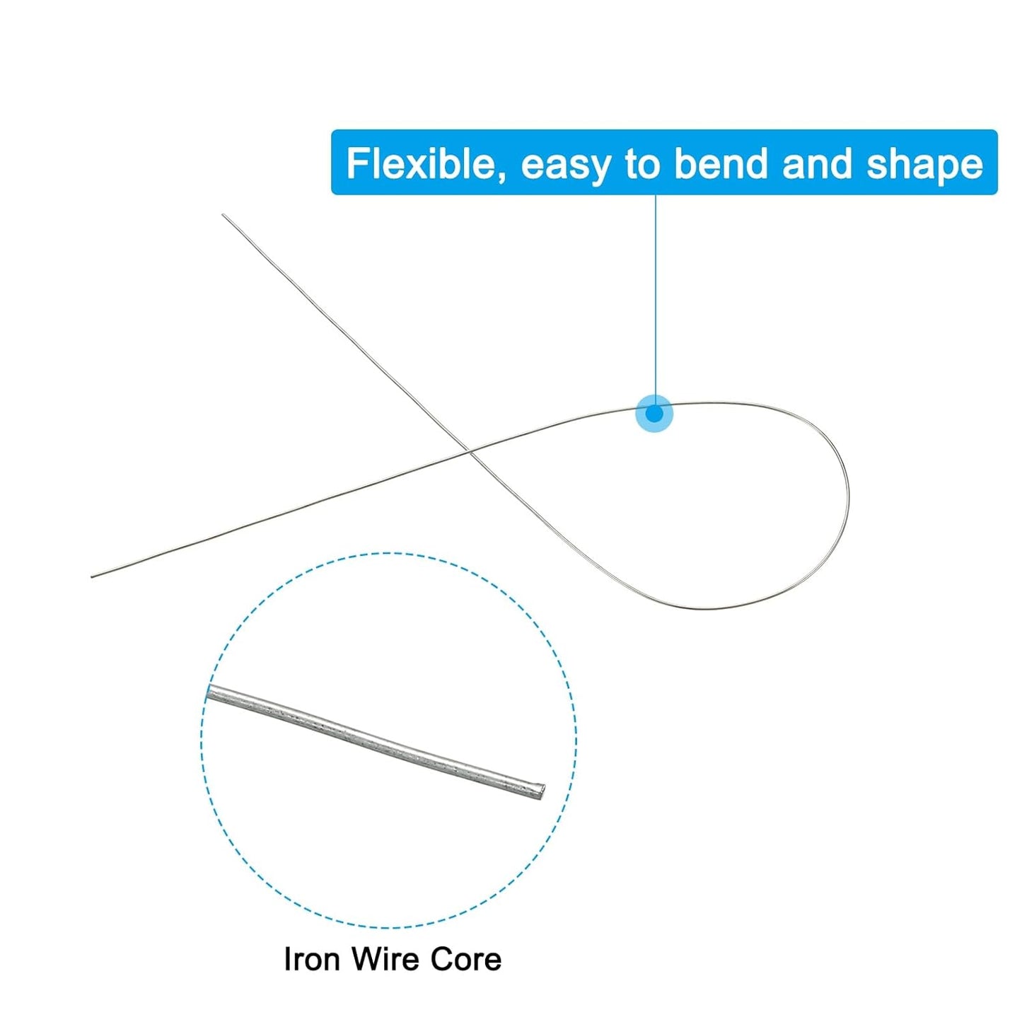 PATIKIL 20 Gauge 16" Floral Stem Wire, 100 Pcs Paper Wrapped Iron Artificial Flower Stem Accessories for DIY Bouquet Stem and Craft Decoration, Silver