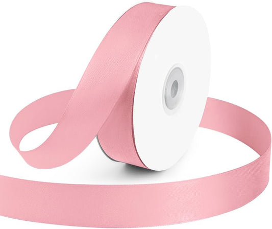 KMER LIFE 1 inch Wide x 50 Yards Pink Single Faced Polyester Satin Ribbon, Pink Satin Ribbon Perfect for Wedding Decor, Wreath, Crafts, Gift Wrapping & Other Projects (Pink)