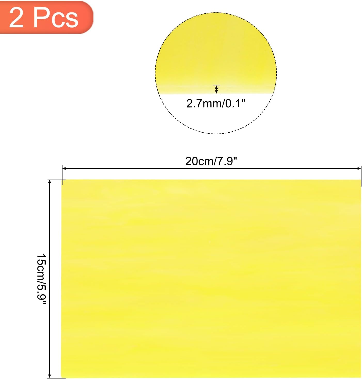 MECCANIXITY 2 Pcs Stained Glass Sheet Mosaic Tile 7.9 Inch x 5.9 Inch Yellow Stained Glass Sheets for Crafts DIY Art Project