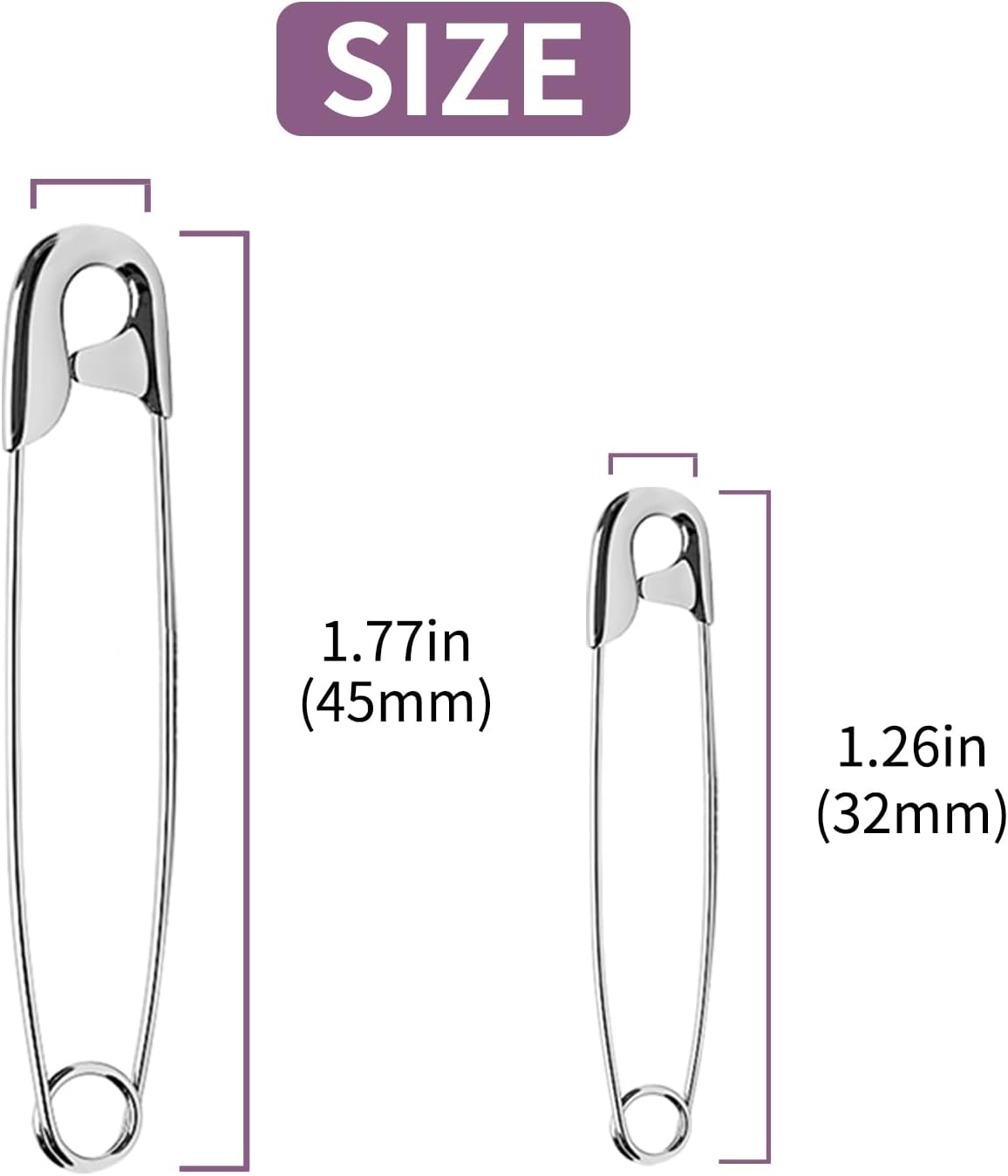 500pcs Safety Pins, 45mm Safety Pins Bulk, Rust Resistant, Heavy Duty Variety Pack, Perfect for Clothes, Crafts, Sewing, Pinning and More