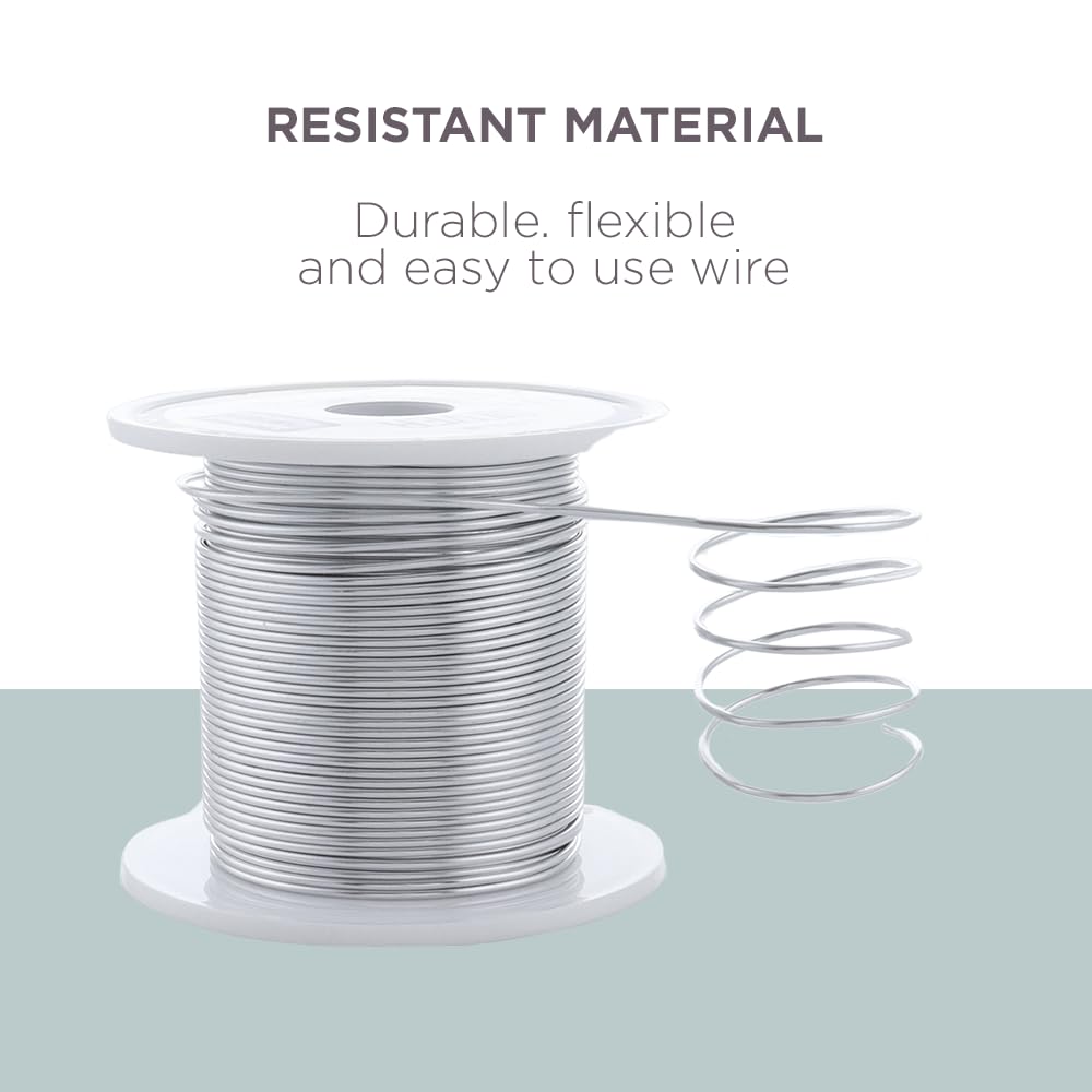 UTILE Armature Aluminum Wire 100 ft 17 Gauge 1.4 mm Anodized Craft Bendable Wire – Sculpting Metal Silver for Bonsai Trees, Clay, Crafts, Plants, Gardening, Beading and Jewelry Making (Silver)