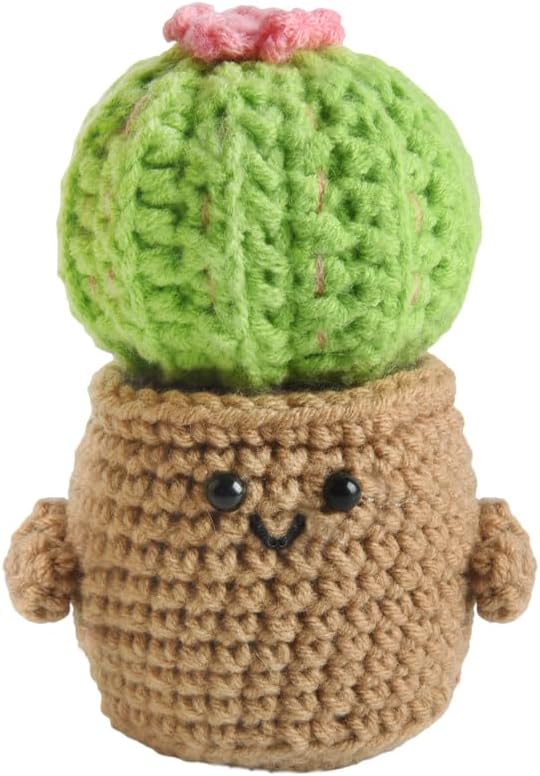 Cactus Pin Cushion, Handmade Knitted Pincushions, Cute Pin Cushions Needle Holders for Sewing Quilting Accessory, DIY Crafts or Patchwork Decor.Flowerpot Design Cactus