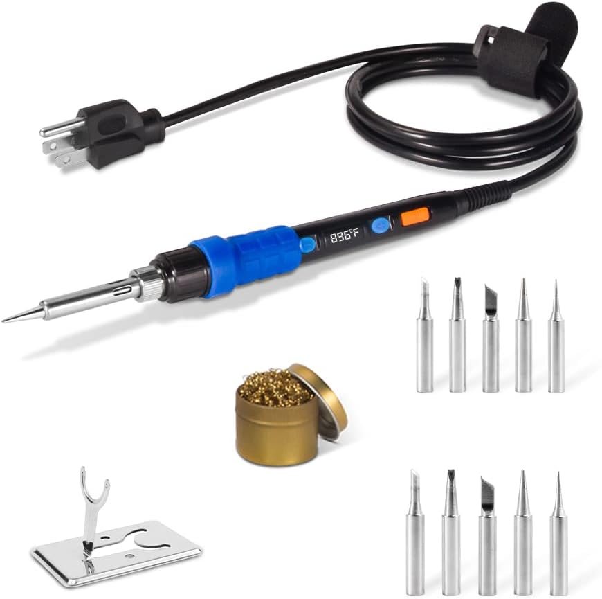 Soldering Iron Kit Solder Gun - 110V 65W Portable Temp Adjustable Pen Type Digital Welding Tools Soldering Iron for Electric PCD Soldering and Desoldering (Pack of 1 Piece with 1 Stand and 1 Cleaner)