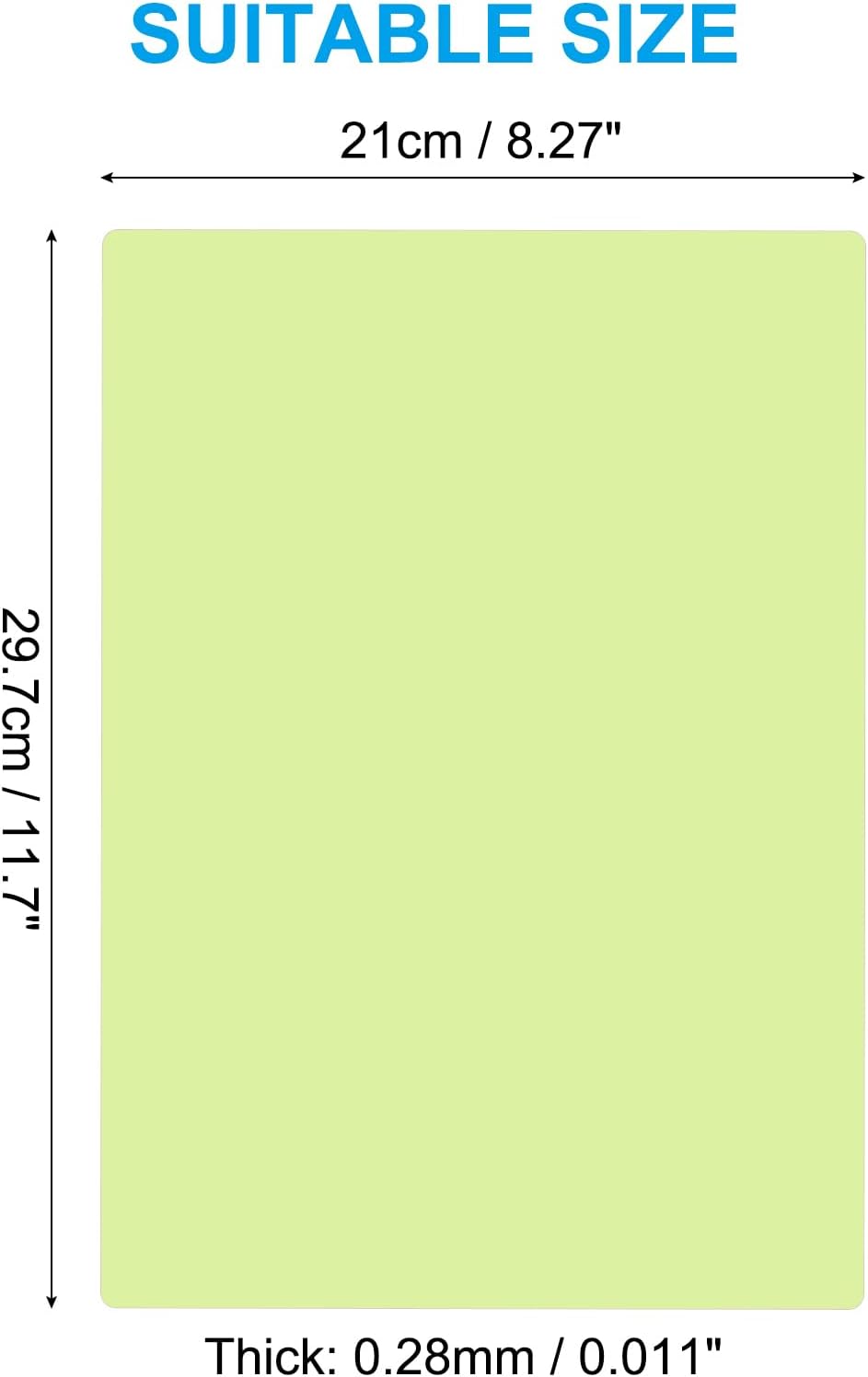 PATIKIL A4 Size Guided Reading Sheet, 5pcs Correction Lighting Gel Filter Colored Overlay Transparent Color Film for Classroom Photo Studio, Light Green