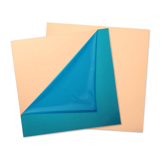 2PCS Pure Copper Sheet 12”x 12”x 0.02”, 24 Gauge(0.5mm) Thickness, 99.9% Cu Metal, Film Attached Copper Plates, Copper Plate Sheet for Crafts DIY Decoration