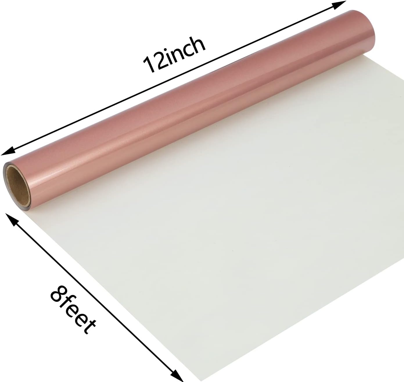 guangyintong Rose Gold Heat Transfer Vinyl Rolls, 12" x 8ft PU Iron on Vinyl, Soft, Thin, Elastic, Machine Washable, Compatible with All Cutter Machines, Ideal for T-Shirts, Bags, Hats