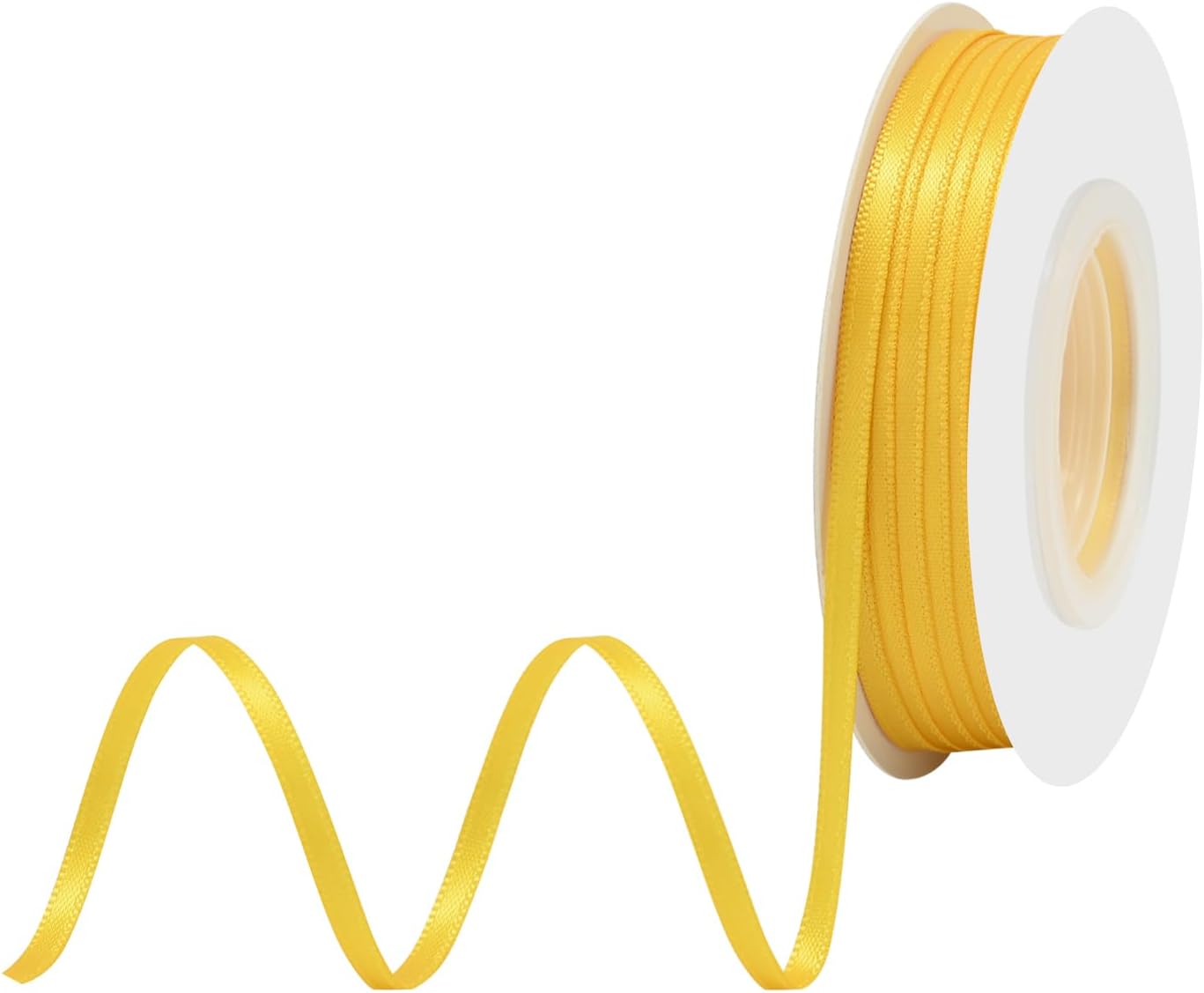 Maize Yellow Satin Ribbon 1/8" X 50 Yards Solid Color Double Faced Ribbons Perfect for Crafts Wedding Decor Bow Making Arts Sewing and More