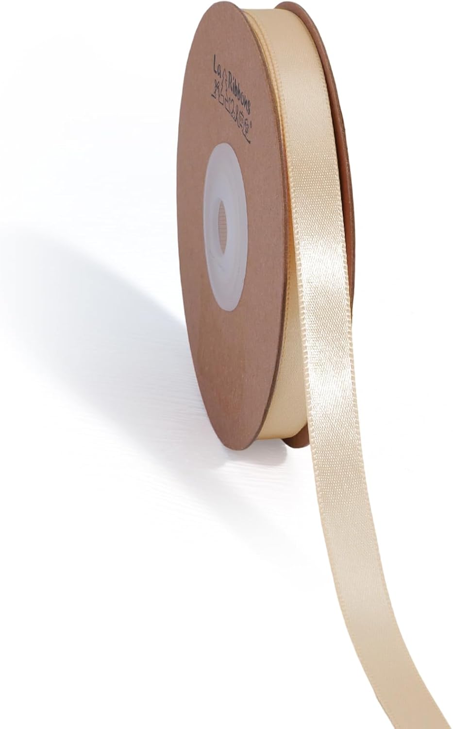 LaRibbons Nude Satin Ribbon 3/8 Inch 50 Yards Thin Luxury Double Faced Ivory Silk Ribbon for Flower Bouquet Crafts Gift Wrapping Wedding Bow Christmas Decoration