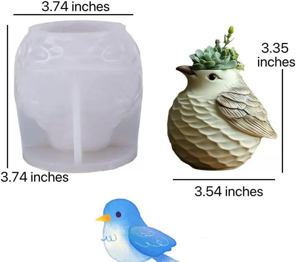 Animal Resin Molds Silicone 3D Cute Bird Epoxy Resin Plaster Candle Holder Wax Molds for Candle Making, Art Crafts DIY Unique Display Home Decor