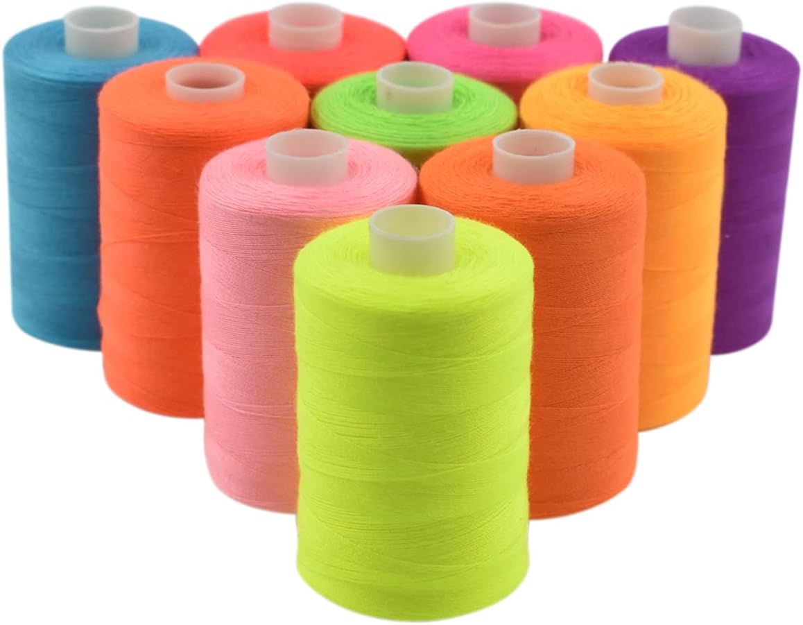 Sewing Thread 10 Color Sewing Industrial Purpose 1000 Yards Per Spool 40S/2 Polyester for DIY Sewing Machine,Embroidery Machine,Hand Sewing (Bright Color Mixing)