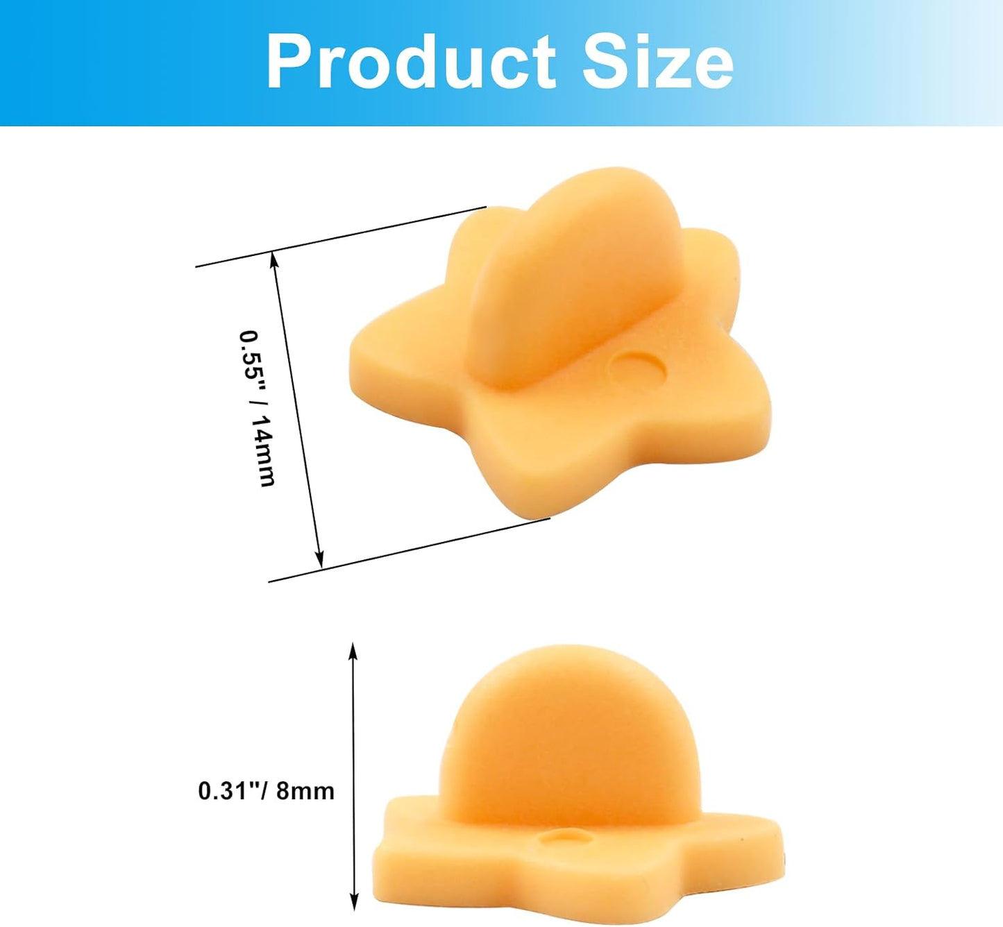 100 Pack Star Shape Rubber Pin Backs, Lapel Pin Backing Locking Pin Keepers, Brooch Holder for Uniform Badge Hat Tie（Orange）