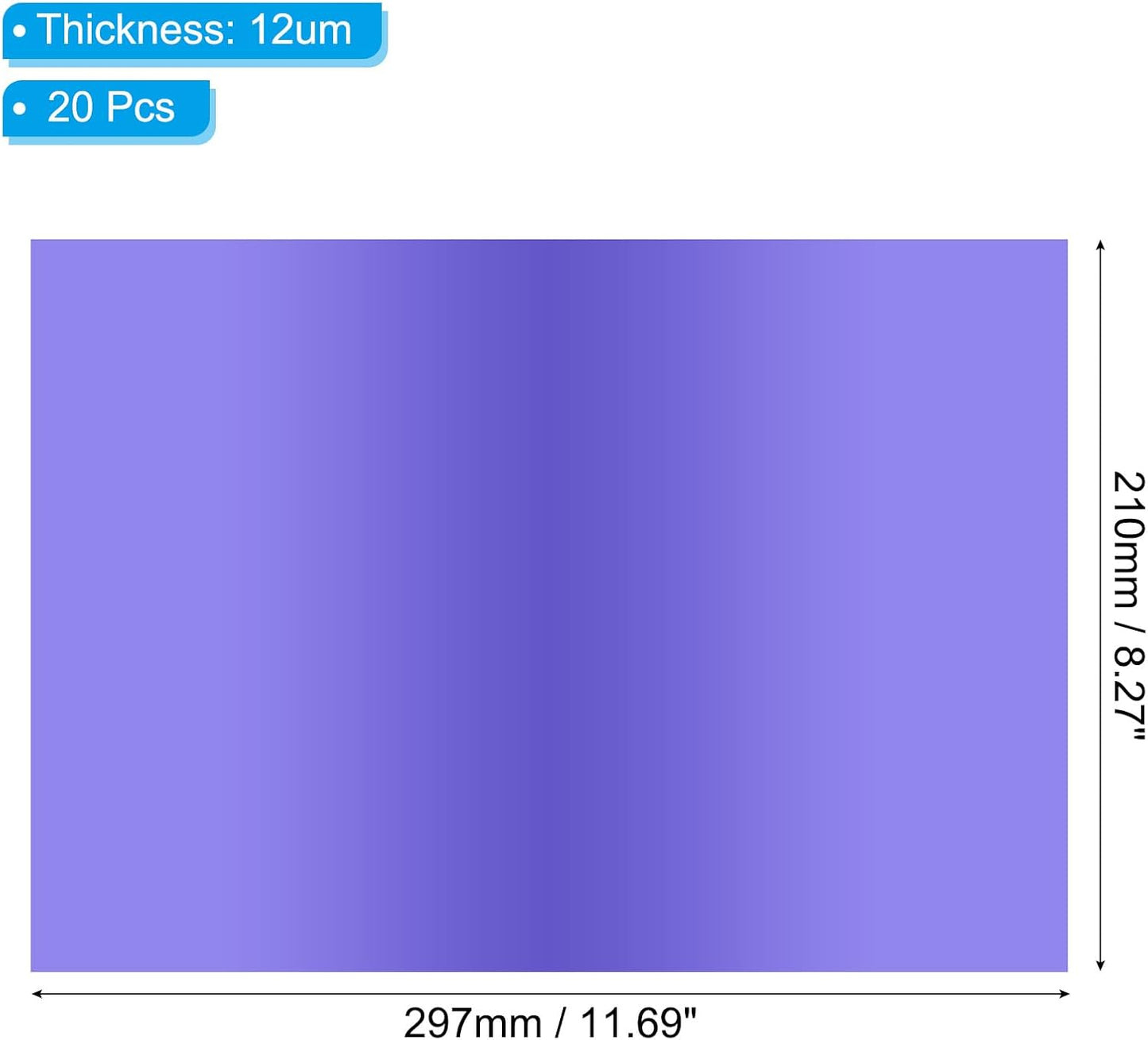 PATIKIL 11.7x8.3" Hot Stamping Foil Paper Sheet, 20 Sheets A4 Heat Transfer Hot Stamping Paper Foil for Leather DIY Logo Decor Craft Gift Package Scrapbook Card, Violet