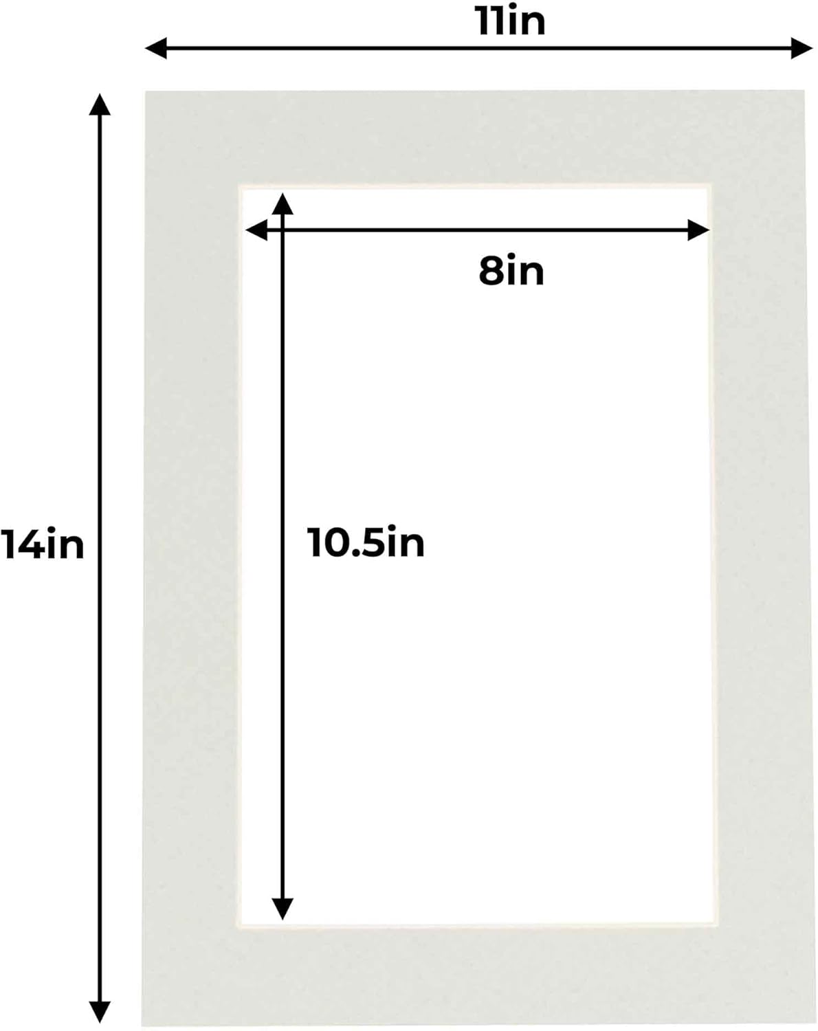 11x14 Mat for 8.5x11 Photo - Precut Grey Picture Matboard for Frames Measuring 11 x 14 Inches - Bevel Cut Matte to Display Art Measuring 8.5 x 11 Inches - Acid Free Pack of TEN MATS