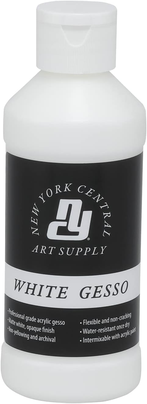 Acrylic Gesso - White Professional Grade Gesso for Painting, Acrylic, Oil, Pastels, & More! - 8 oz Bottle
