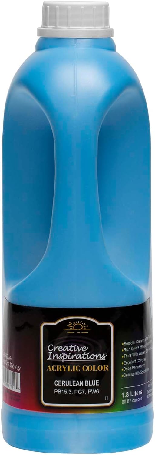 Creative Inspirations Acrylic Paint - Cerulean Blue - 1.8 Liter - Smooth & Creamy Consistency, Vibrant Pigmentation, Great Coverage for Artists - Clean Up with Soap & Water