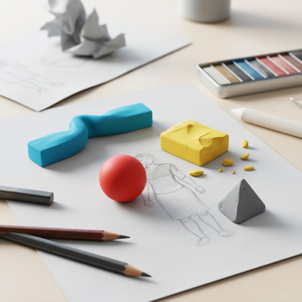 24 Pack Kneaded Erasers, Assorted Colors, for Artists,Drawing,School Supplies,Sketching Supplies and Office (Blue/Red/Yellow/Grey)