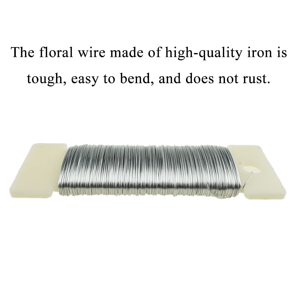 HAHIYO 26Gauge Silver 3 Rolls Total 115 Yards(345 Feet) Metal Floral Wire Flexible Paddle Wire for Crafts Christmas Wreaths Tree Flower Arrangement Bouquet Wrapping Wedding DIY