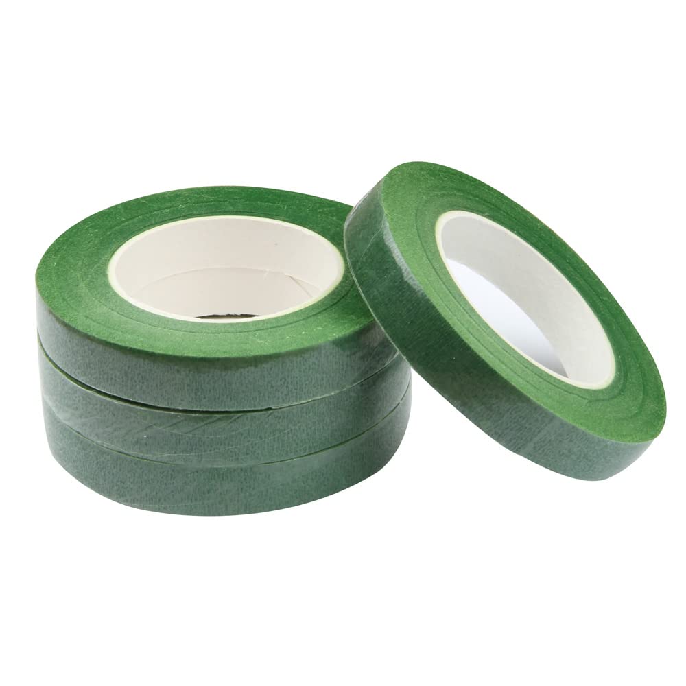 4 Rolls Floral Tape 1/2" Wide 30 Yards/Roll Floral Tapes for Bouquet Stem Wrap and Flowers Making Craft Projects (Green)