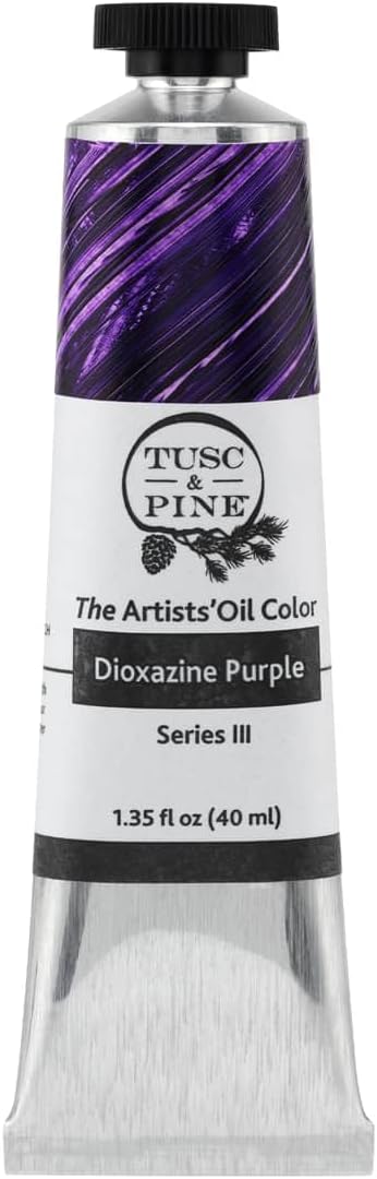 Tusc & Pine Artist Oil Paint - Dioxazine Purple, 40 ml, Non-Yellowing, Rich & Creamy Consistency, Maximum Pigment Load, Small Batch Milled Oil Paints Made in the USA for Professional Artists