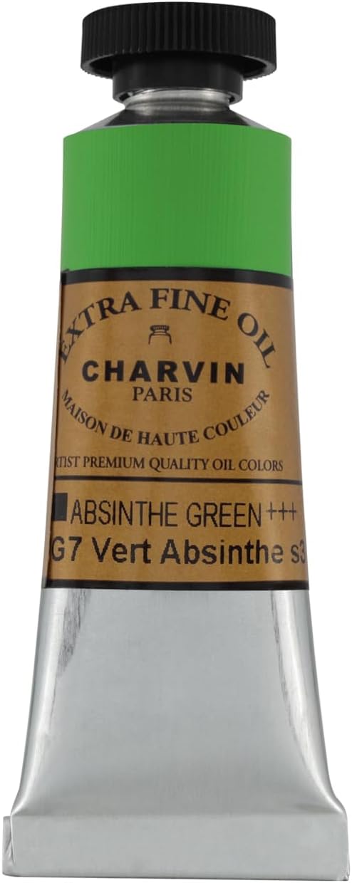 Charvin Extra Fine Oil Paint, Absinthe Green 20 ml - Triple-Milled, Rich Texture, Poppy Oil-Based, Light-Fast, Handmade, Archival Quality