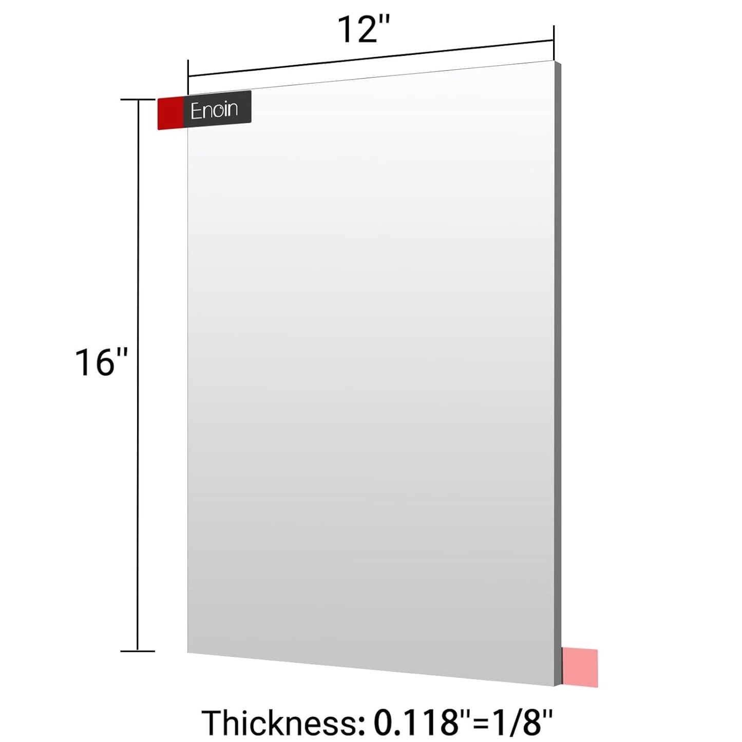 Enoin 2pcs 12 x 16 Inch Silver Mirror Acrylic/Plexiglass Sheet 0.118'' 1/8'' Thick, Non Glass Safety Reflective Mirror Sheet Laser Board Panel for Home and Commercial Use, DIY Craft, Wall Decor