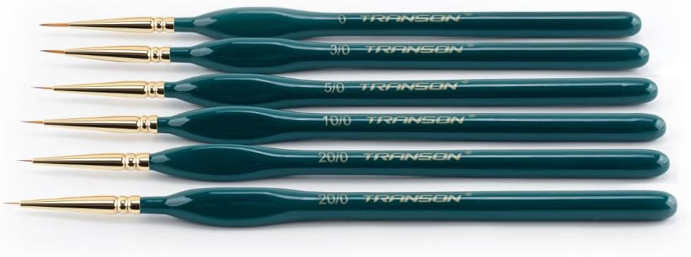 Transon Detail Thin Paint Brush Set 6pcs for Model Minature Craft and Art Painting Green
