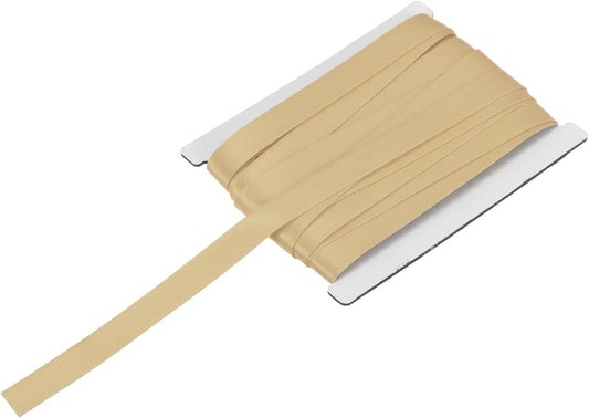 MECCANIXITY Double Fold Bias Tape for Sewing 5/8 Inch x 6 Yards Satin Pre-fold Continuous Binding Tape for Seaming Quilting Hemming Binding DIY Crafts, Light Brown